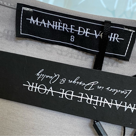 MANIÈRE DE VOIR GRAY BLACK CLIP BUCKLE WAIST BELT LONG SLEEVE BODYCON DRESS - Picture 9 of 9